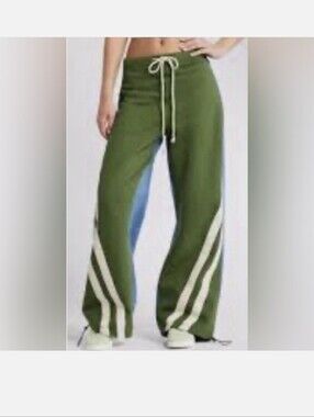 Austin Landing Jeans/Green Sweatpant Jogger Pants with Cream Stripes